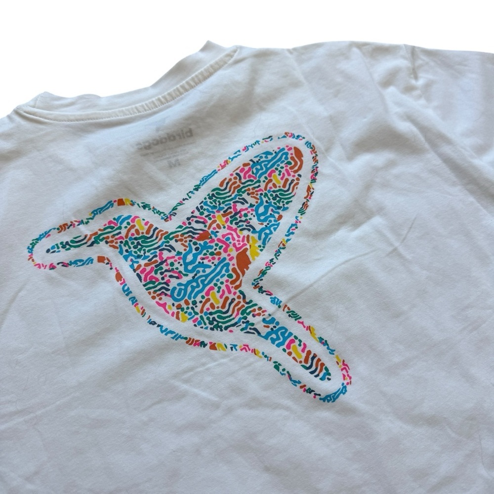 Birddogs T-Shirt Men M White Crew Neck Graphic Bird Back Print Logo Golf Stretch
